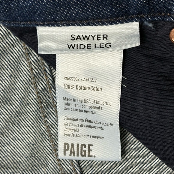 NWT PAIGE Sawyer Wide Leg Jeans in Dark Madella Wash Size 32 Vintage Collection - Picture 14 of 16